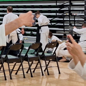 Aikidoists taking selfies after Camp